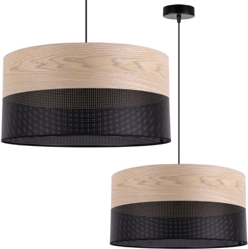 Einzelne Hängelampe, klassischer Lampenschirm aus Eichenfurnier, 44 cm