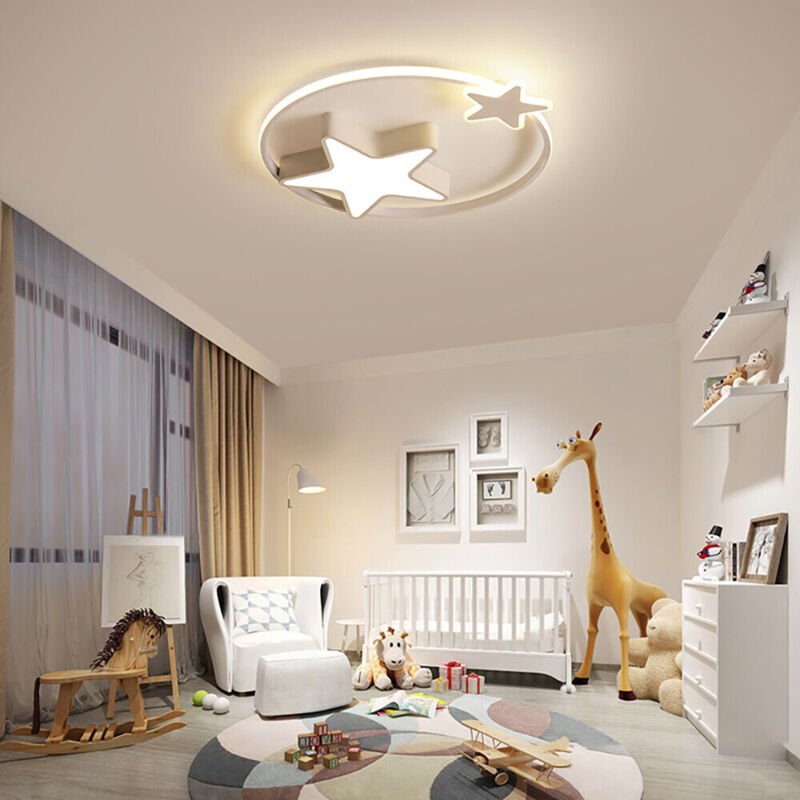Moderne LED Deckenleuchte Stern Jungen Mädchen Kinderzimmer Lampe Fernbedienung