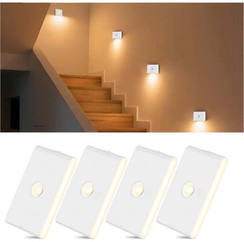 Ce lot de veilleuses à détecteur de mouvement propose 3 couleurs et une luminosité réglable. Rechargeable, c'est une lam...