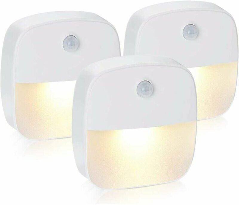 Readcly - 3-teiliges LED-Nachtlicht, selbstklebende Wand-Nachtlampe mit Bewegungssensor und Lichtsensor, LED-Kinder-Nach...