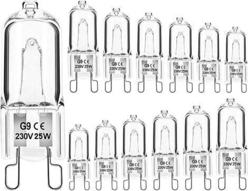 Lablanc - Packung mit 12 dimmbaren Halogen-Glühbirnen G9, klare Kapsel, 25 w, 230 v, warmweiß, für Backofen, Mikrowelle,...