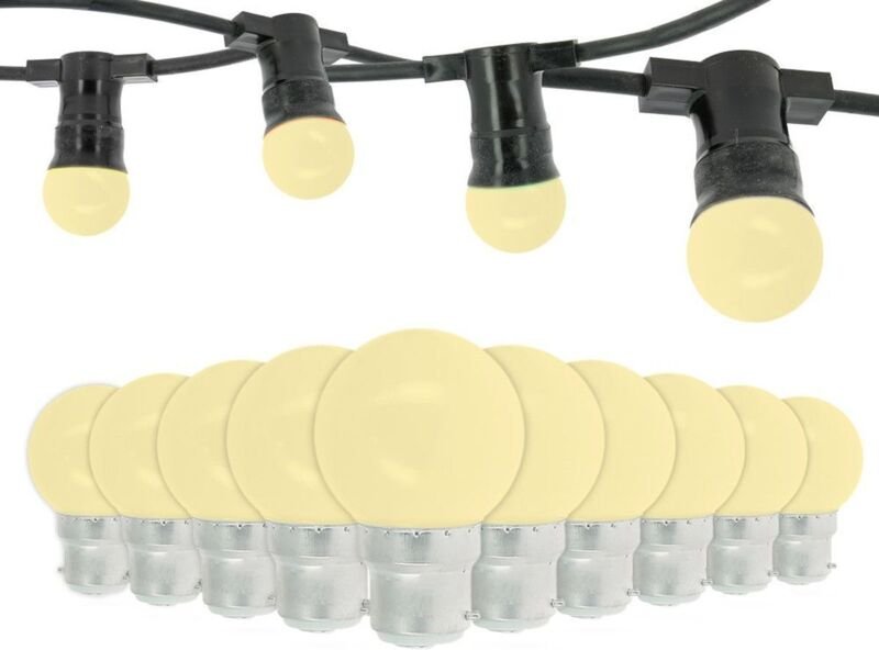 Professionelle Guinguette Girlande 10 B22 led Birnen 1W Warmweiß 10 Meter anschließbar