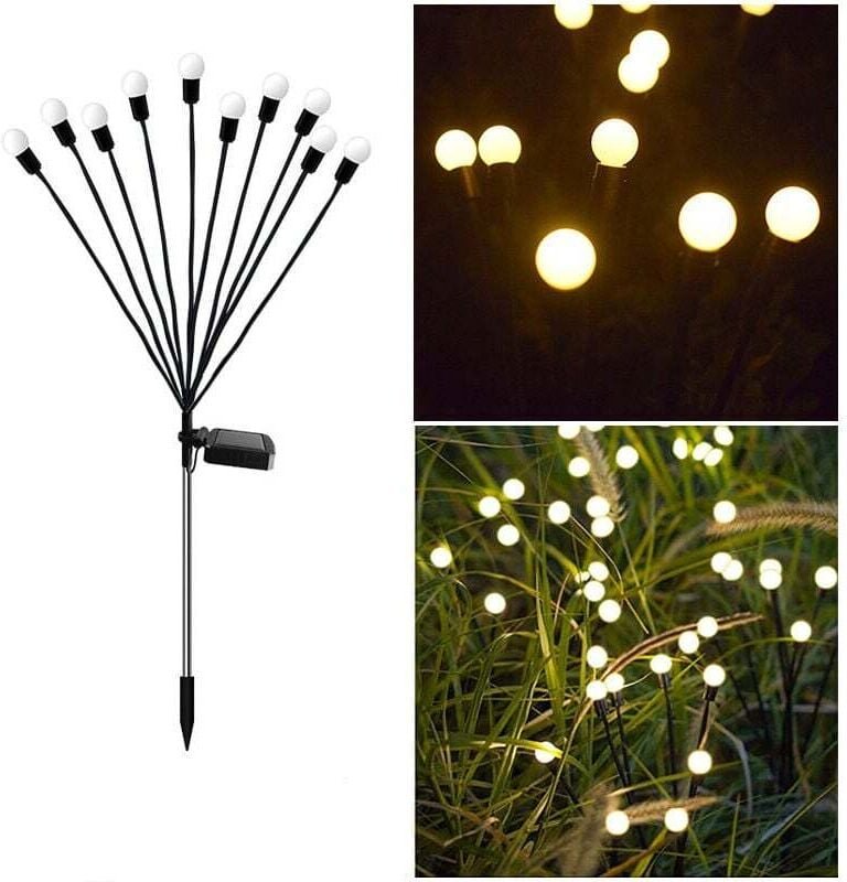 Lampes solaires d'extérieur, 2 pièces 10 led, lumières lucioles solaires pour jardin, balcon, lumière solaire extérieure...