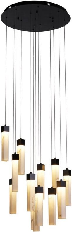 Searchlight Moonbeam Deckenpendel mit 13 Lichtern, schwarzes Metall und marmoriertes Harz