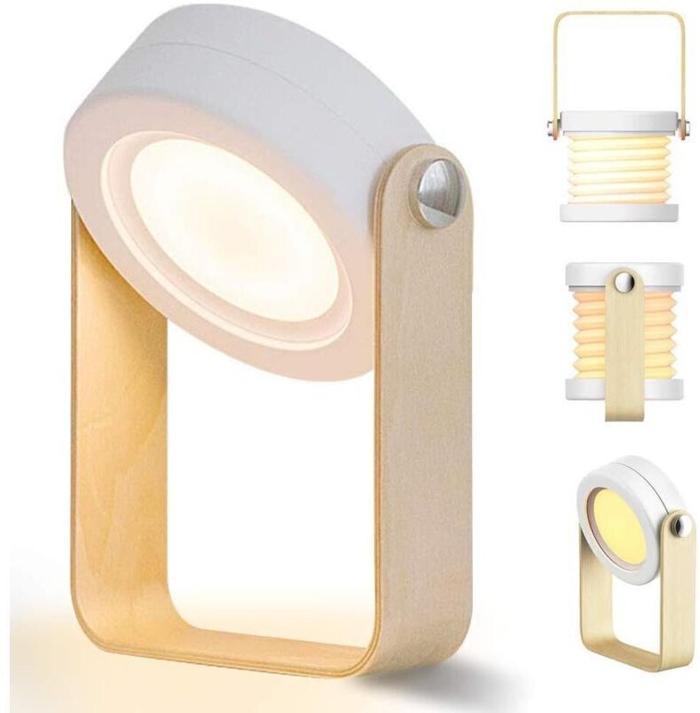 Touch-LED-Nachttischlampe mit einstellbarer Helligkeit, Vintage-Schreibtischlampe mit Holzgriff, 3 Helligkeitsstufen, Ti...