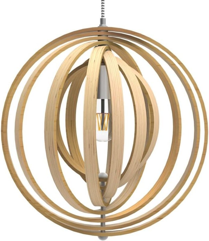 Ineasicer LED-Deckenlampe aus Holz, moderne Deckenleuchte im Vintage-Stil, kugelförmig, verstellbare Holzstreifen, für R...