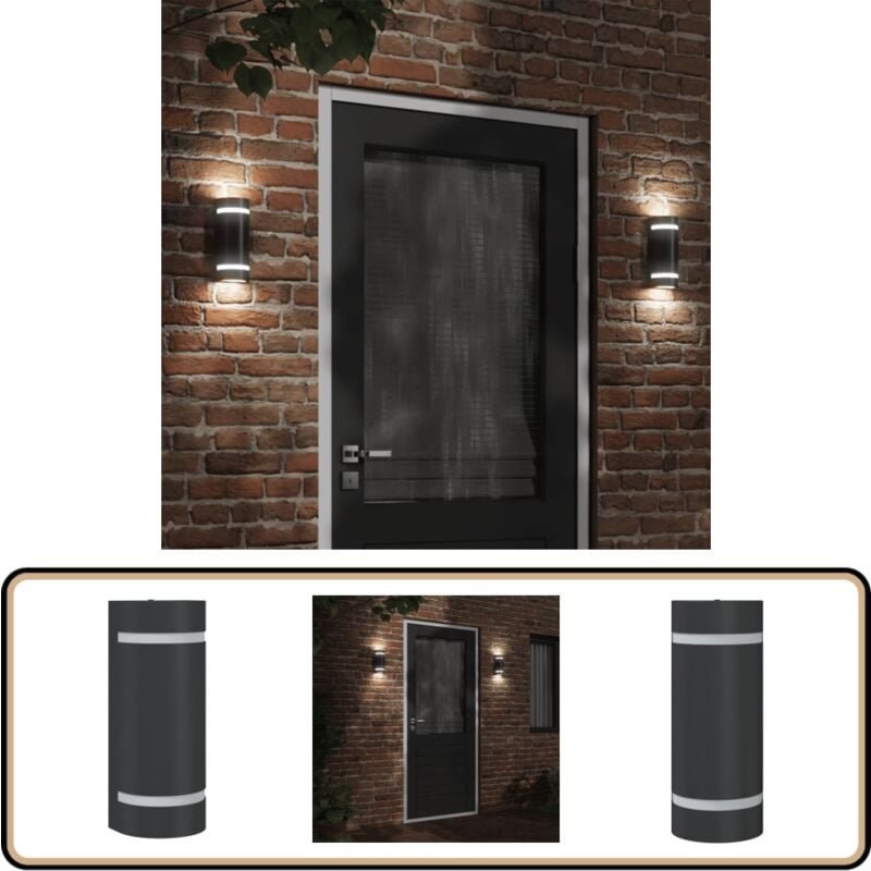 Außenwandleuchte Schwarz Aluminiumdruckguss - Outdoor-Beleuchtung - Wandleuchte - Gartenleuchte - LED-Leuchte - Alu-Leuc...