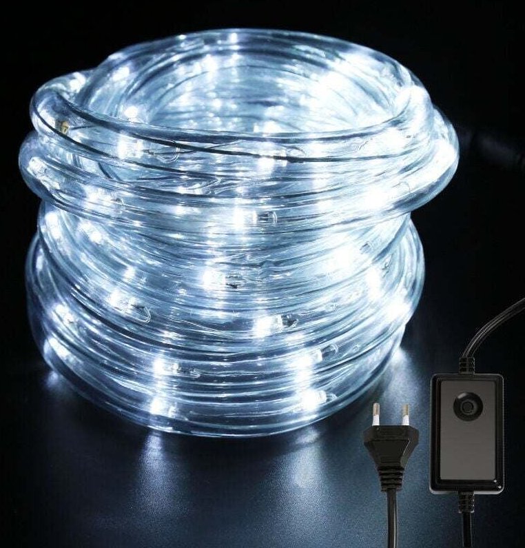 ALOVZE LED-Lichterkette für den Außenbereich, Dekoration und Netzteil, Kaltweiß, 10 m