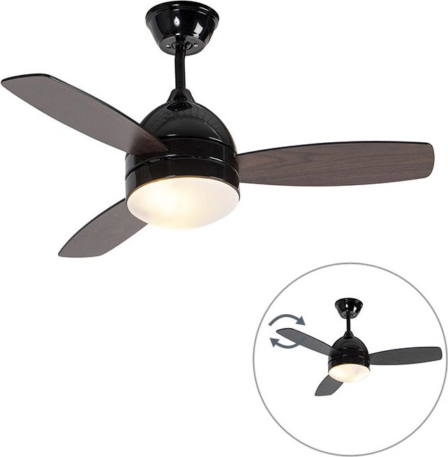 Deckenventilator schwarz mit Holzaufdruck 96cm mit Fernbedienung - Rotar