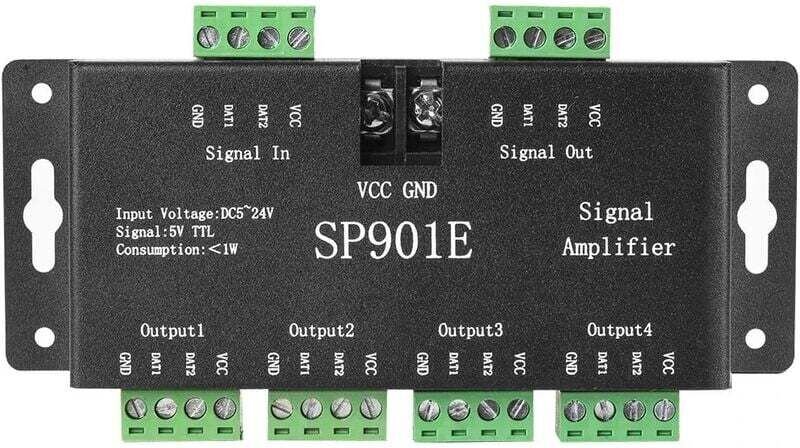 SP901E Pixel WS2812B WS2811 SPI-Signalverstärker-Repeater für WS2813 SK6812 WS2815 WS2801 SK9822 Adressierbarer LED-Stre...