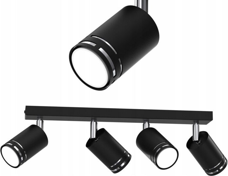 Deckenleuchte schwarz Chrom bewegliche LED GU10 Spot Reflektor Polierlampe