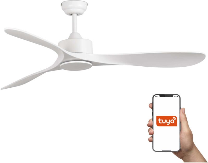 Faro Luzon Großes 3-Blatt-Mattweiß-Tuya-Smart-System