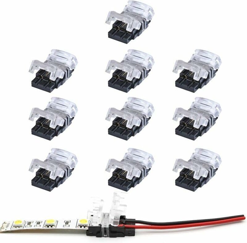 2-poliger LED-Streifenverbinder, 10er-Packung, 2-polige LED-Streifenverbinder für 10 mm SMD 5050/3528 LED-Streifen, einf...