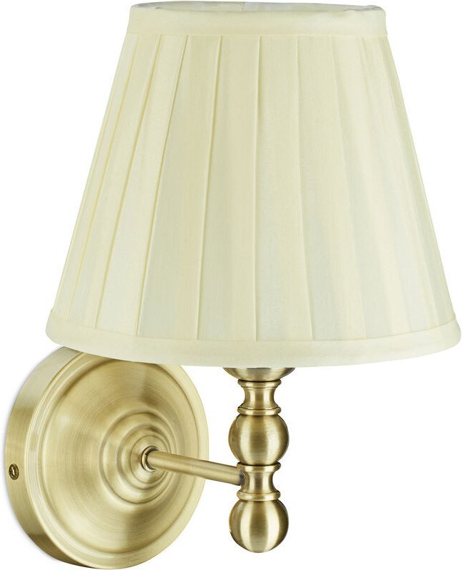 Wandlampe, Stoff-Schirm, antikes Design, E14-Fassung, Wandleuchte, hbt: 30x20x23,5 cm, elfenbeinweiß/messing - Relaxdays