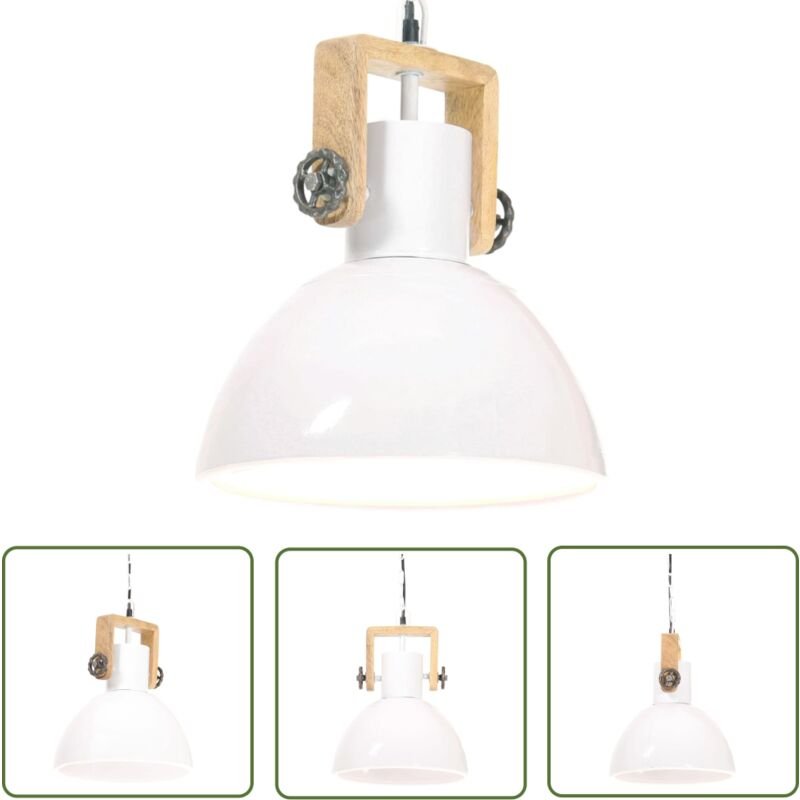 The Living Store - Hängelampe Industriestil 25 w Weiß Rund 30 cm E27 - Hängeleuchte - Industrielampen - Wohnraumbeleucht...