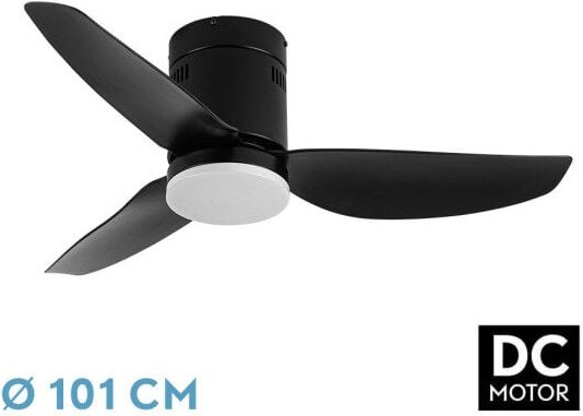 Ventilator dc borax Ventilator mit dreiFlügeln in Schwarz mit Licht mit 6 einstellbaren Geschwindigkeiten 3 Temperaturen...