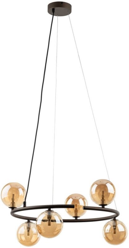 TK Anabelle Globe Pendelleuchte Deckenleuchte Braun, Bernsteinglas 6xG9