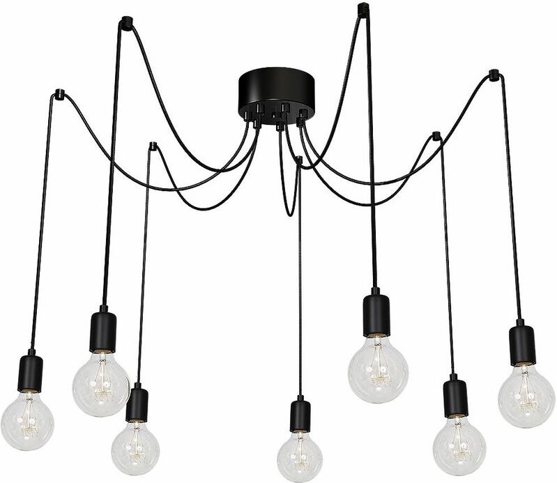 Hängeleuchte SPINDEL in Schwarz 7-flmg groß