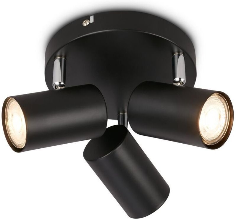 Briloner SUPO Deckenlampe, Schwenkbar, GU10 Fassung, 3-flammig, Schwarz, Ø16 x 12 cm