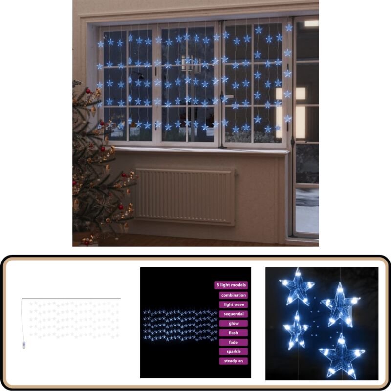 Led Sternenvorhang Lichterkette 500 led Blau 8 Funktionen - led Sternenhimmel - Lichterkettenauswahl - Weihnachtsdeko - ...