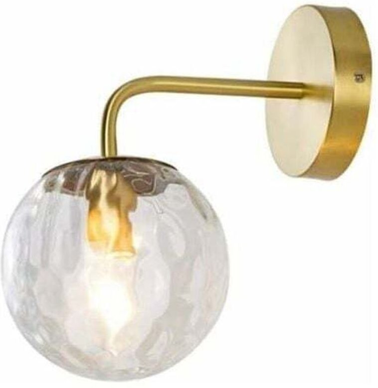 Wandleuchte für Wohnzimmer und Eingangsbereich – Moderne Glaslampe mit Kugelschirm aus Metall und Messing, schlichte Wan...
