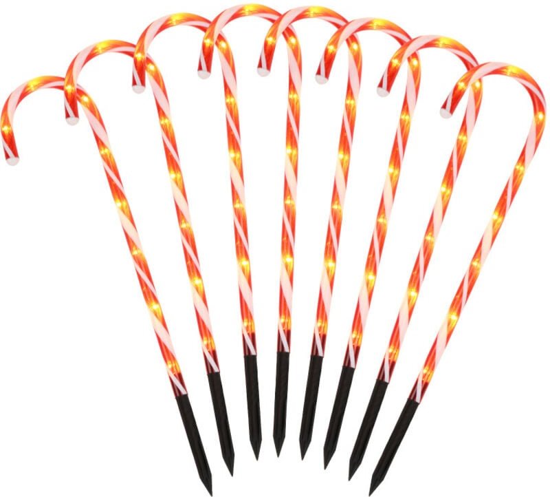 TolleTour 8 LED Zuckerstangen Garten Weihnachts Beleuchtung Deko Timer Outdoor Gartendekoleuchten
