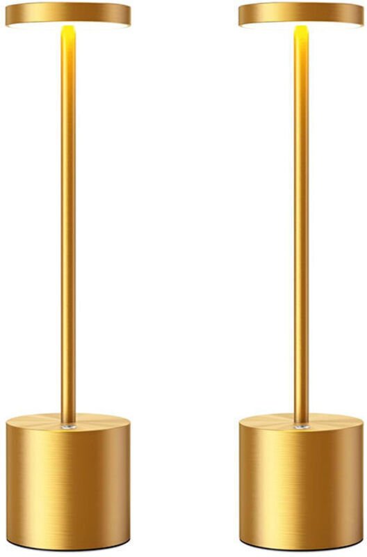 Wiederaufladbare, kabellose Tischleuchte (6000 mAh), 2 Helligkeitsstufen, goldfarbenes Metallgehäuse, für Wohnzimmer, Sc...
