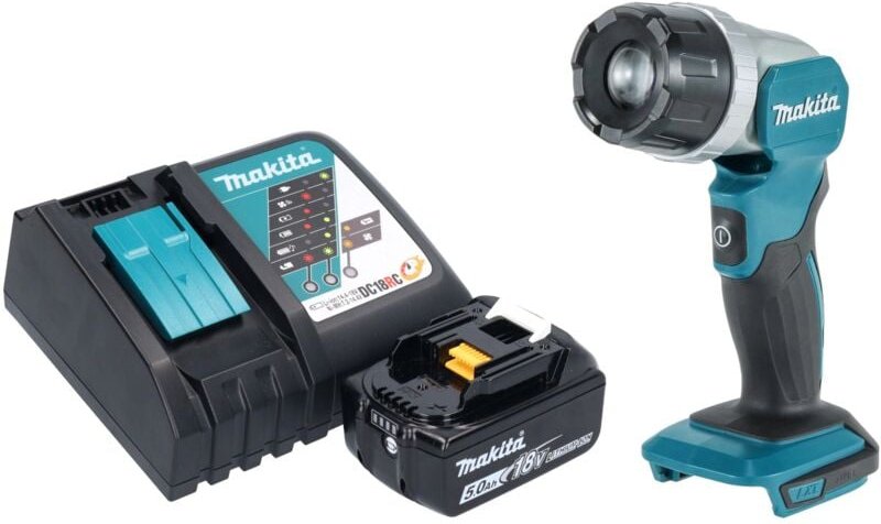 Makita DML 808 RT1 Akku Handstrahler 14,4 / 18 V 190 lm LED + 1x Akku 5,0 Ah + Ladegerät