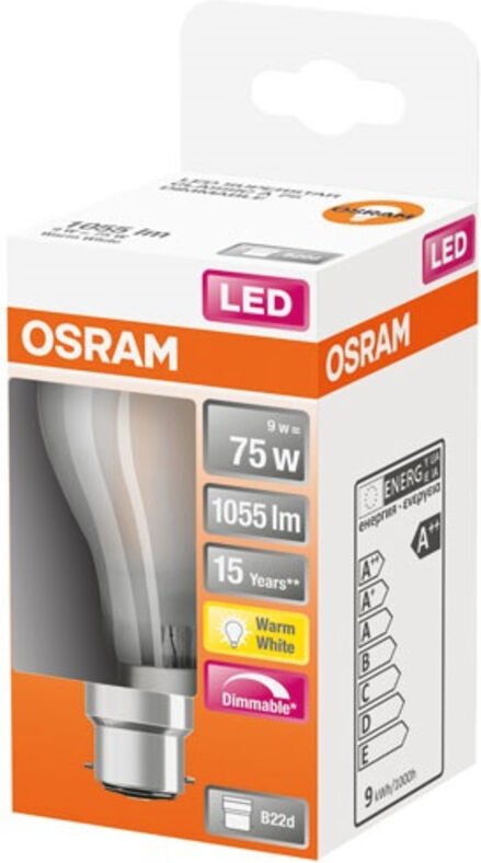 LED Standard Glas Matt Variabel 9W B22 Warm Bte1 - Osram
