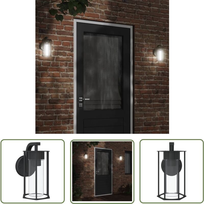 Außenwandleuchte Schwarz Edelstahl - Outdoor-Beleuchtung - Wandleuchte - Edelstahl - Gartenleuchte - IP44 - The Living S...