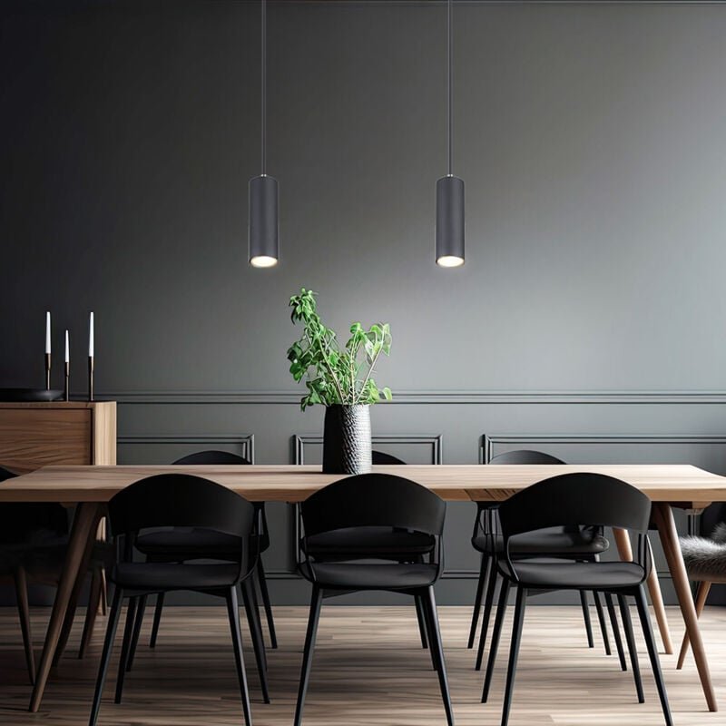 Pendelleuchte schwarz Pendelleuchte einzeln schwarze Hängelampe, Skandinavisch Metall schwarz matt, 1x GU10 Fassung, DxH...