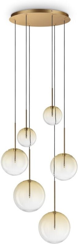 Thumbnail - Equinoxe 6-flammige Pendel-Deckenleuchte im Cluster-Design, bernsteinfarben - Ideal Lux