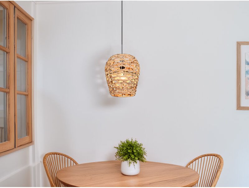 Reality Leuchten - Pendelleuchte jean mit Lampenschirm geflochten aus Wasserhyazinthe, ø 29cm