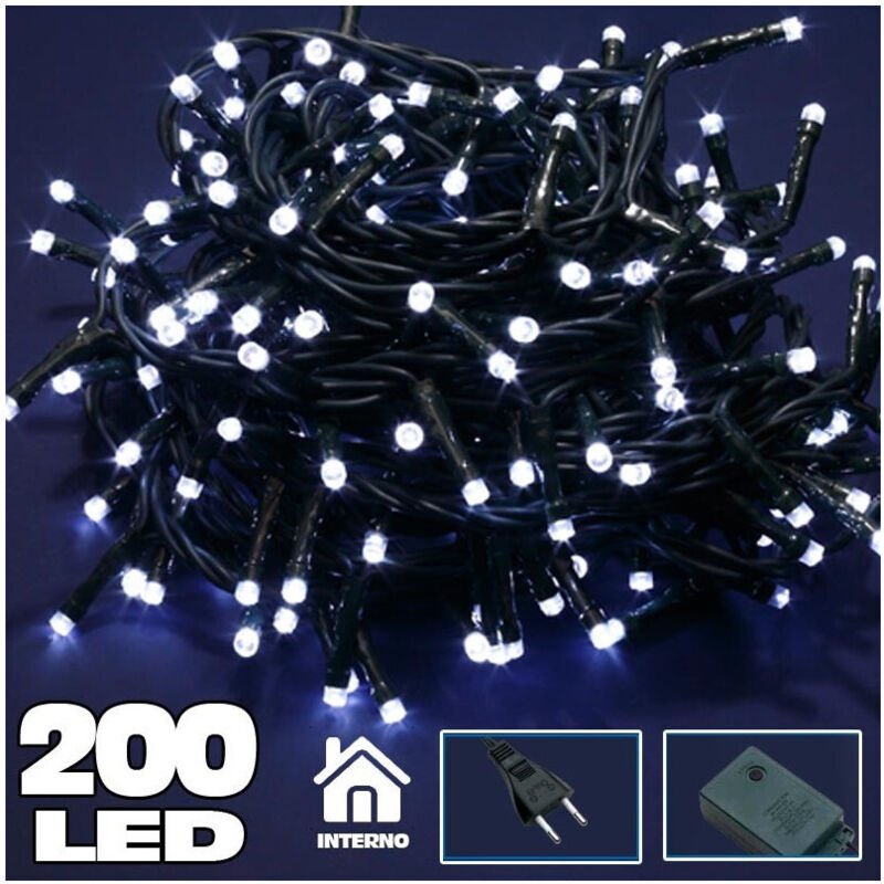 Thumbnail - Trade Shop Traesio - Trade Shop - lichterkette 200 led lichter glühwürmchen kaltweiss mit controller 8 funktionen -