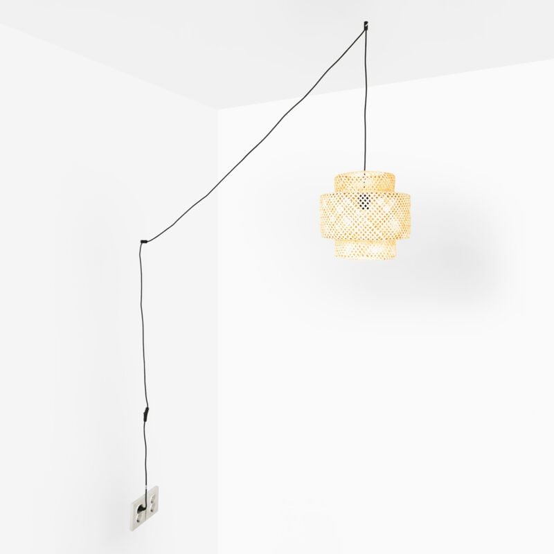 Hängelampe aus Korb "JENSEN" - Ø40cm - Mit Schalter und Stecker