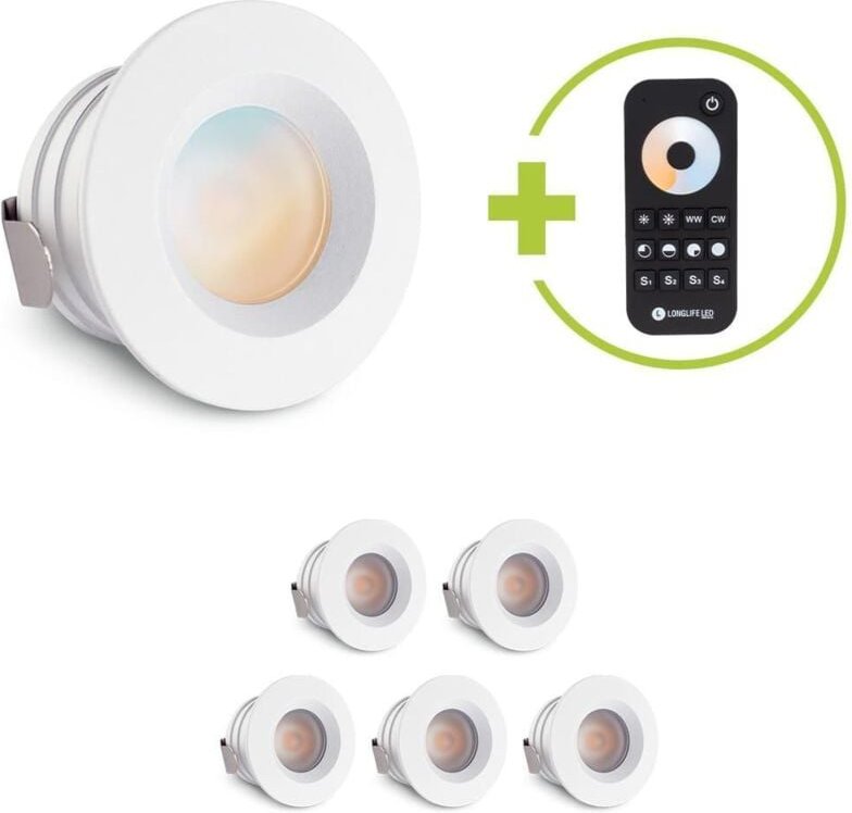 Einbaustrahler Mini flach Torino 3W CCT IP44 - Farbe: weiß - Anzahl: 6x