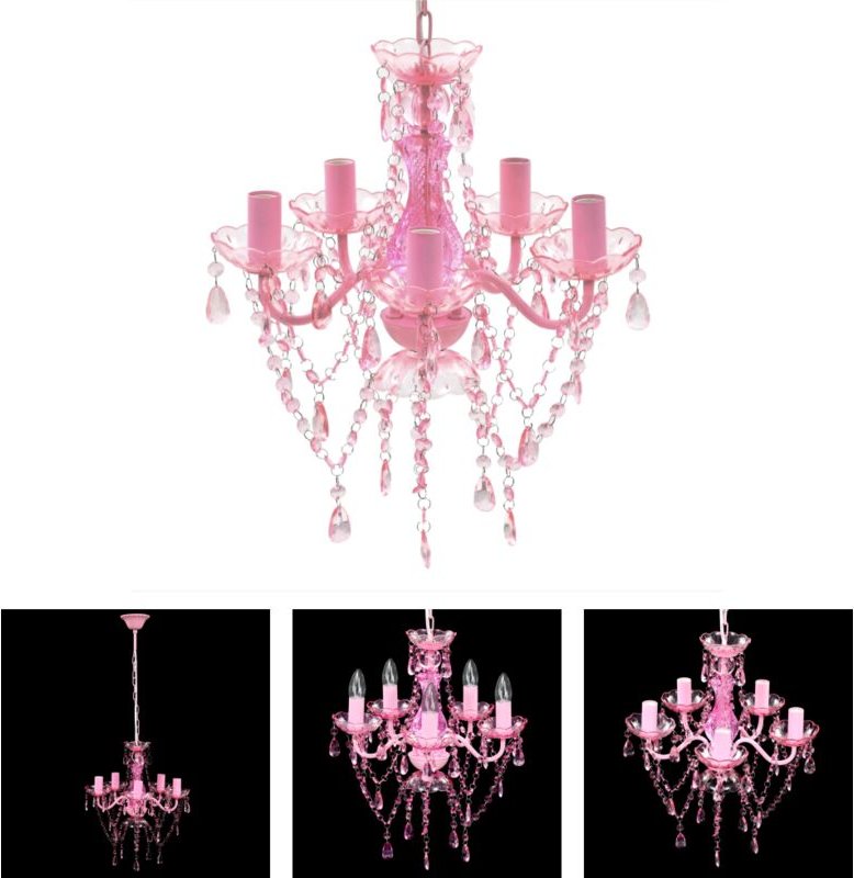 Youthup - The Living Store Kronleuchter 5 Glühbirnen Rosa - Kronleuchter - Rosa