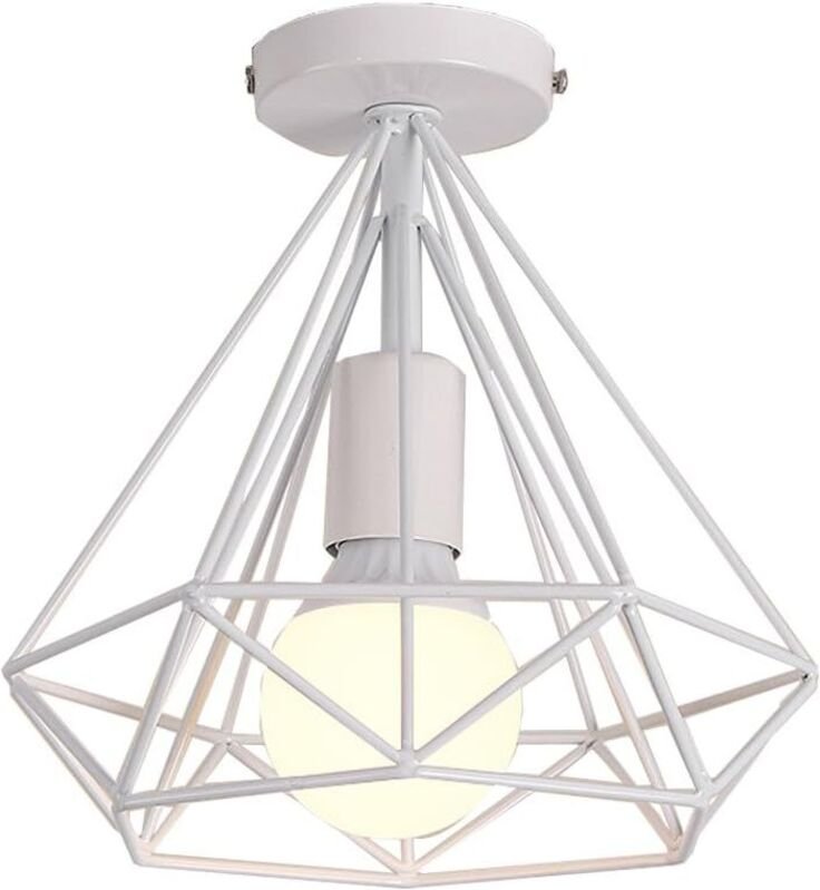 Vintage Deckenleuchte Industrielle Deckenlampe Ø25cm Diamant Käfig Lampenschirm Mini Deckenleuchte E27 für Schlafzimmer ...