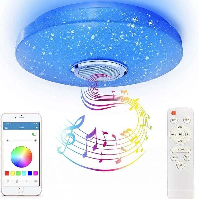 36-W-RGB-LED-Deckenleuchte mit Bluetooth-Lautsprecher, 30 cm (12 Zoll) große, farbwechselnde Deckenleuchte (Kalt-/Warm-/...