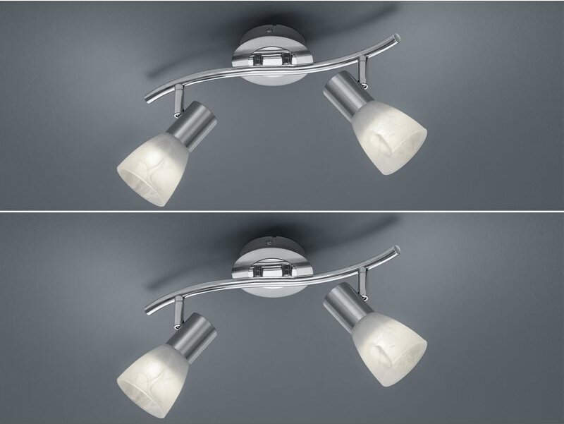 Thumbnail - Trio Leuchten - 2er set 2-flammige Deckenstrahler Silber, Glasschirme schwenkbar Breite 33cm
