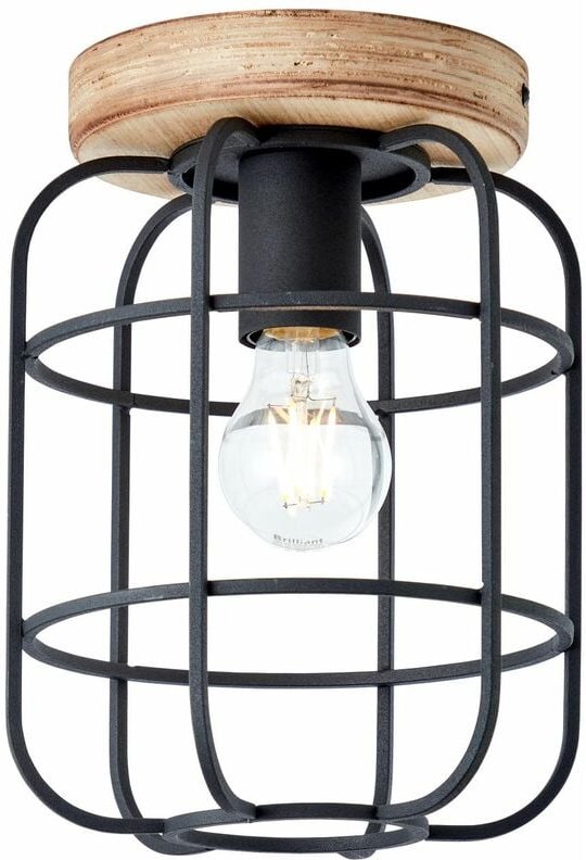 Brilliant - Lampe, Gwen Deckenleuchte 1flg antik holz/schwarz korund, Metall/Holz, 1x A60, E27, 40W,Normallampen (nicht ...