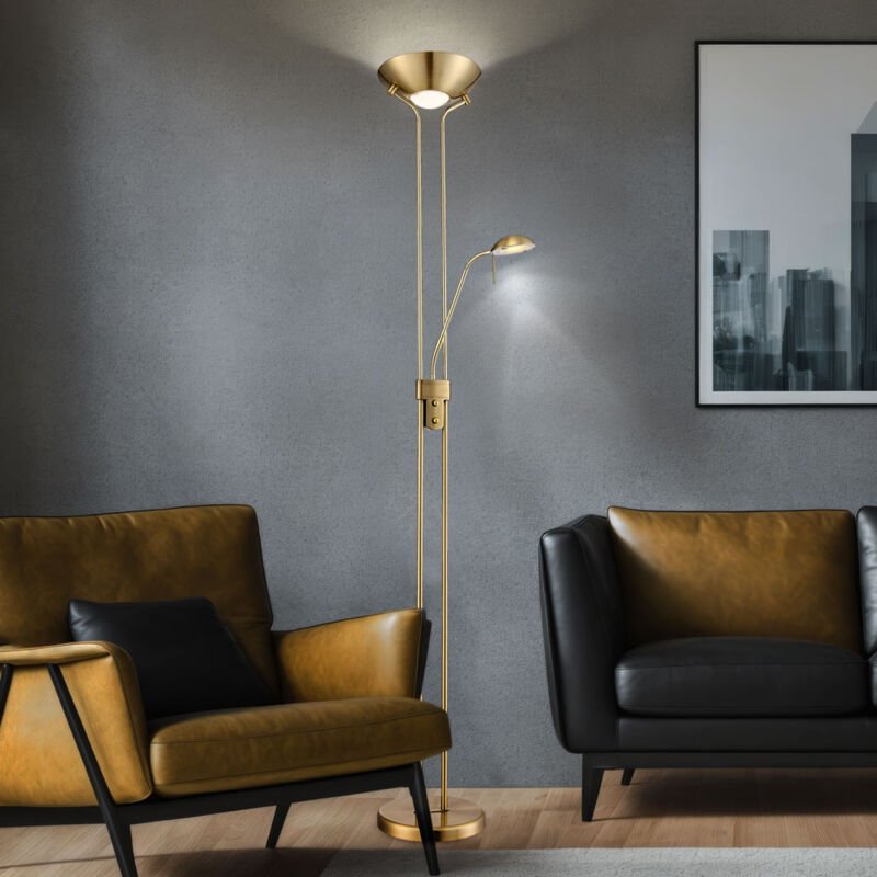 Thumbnail - Led Stehlampe dimmbar Leselampe flexibel Wohnzimmerlampe Deckenfluter Standlampe, 1x 16W 1440lm, 1x 4,5W 360lm warmweiß,...