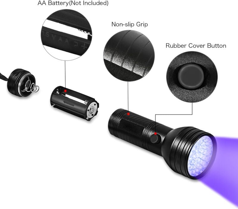 Thumbnail - Haustier-Urin-Detektor, ultrahelle 51-LED-Schwarzlicht-Taschenlampe, tragbarer Detektor mit multifunktionaler Erkennung ...