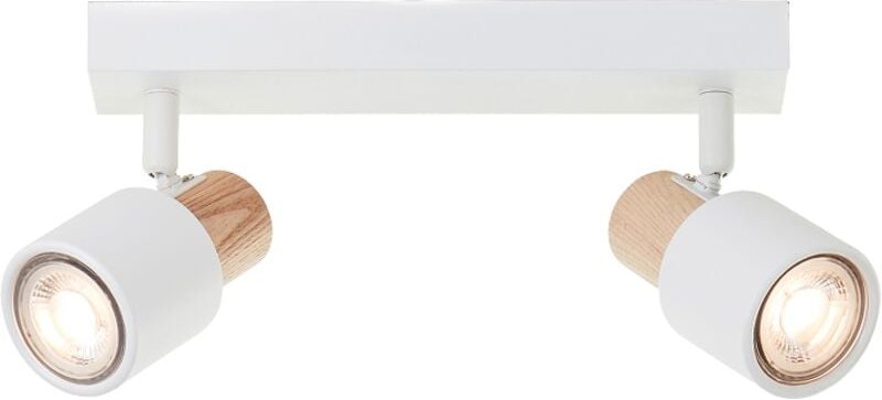 Thumbnail - Brilliant - Pini Spotbalken led 2-flammig Schwenkbare Köpfe Dimmbar GU10 Fassungen Weiß/Holz Hell 345 Lumen, Nachhaltige...
