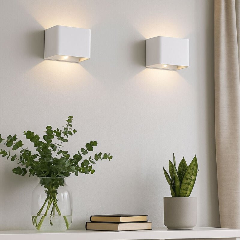 Thumbnail - LED Wandleuchte Bewegungsmelder Wandlampe Akku Wohnzimmer Flurleuchte Up & Down, verstellbarer Lichtkegel, weiß, 1W 55Lm...