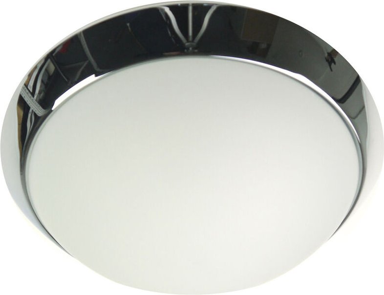 LED-Deckenleuchte rund, Opalglas matt, Dekorring Chrom, ø 40cm