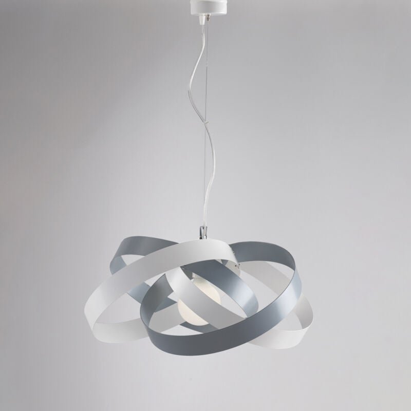 Bonetti Illumina - Moderner Pendelleuchter in Weiß und Taubengrau Eisen ein Licht cm 54x h25