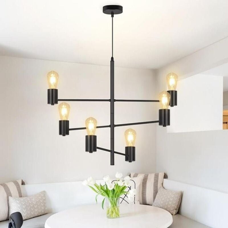 Pendelleuchte Vintage Deckenlampe Hängend - Hängelampe 6 Flammig Kronleuchter Industrial Hängeleuchte Wohnzimmer Esstisc...