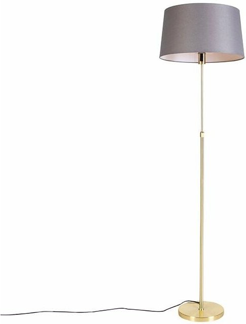 Stehlampe gold / messing mit Leinenschirm grau 45 cm - Parte