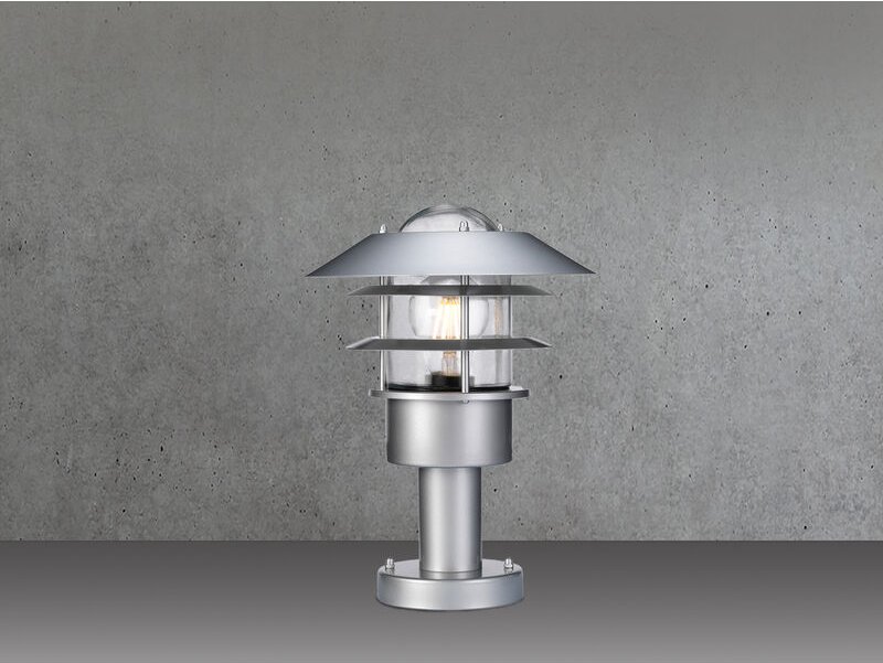 Meinewunschleuchte - led Wetterfeste Sockelleuchte aus Edelstahl, Silber Höhe 30,5cm